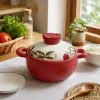 Multi-color ceramic cookware with white LIDS and green plant patterns, kitchen stewing pot, heat-resistant and durable household tableware details Picture